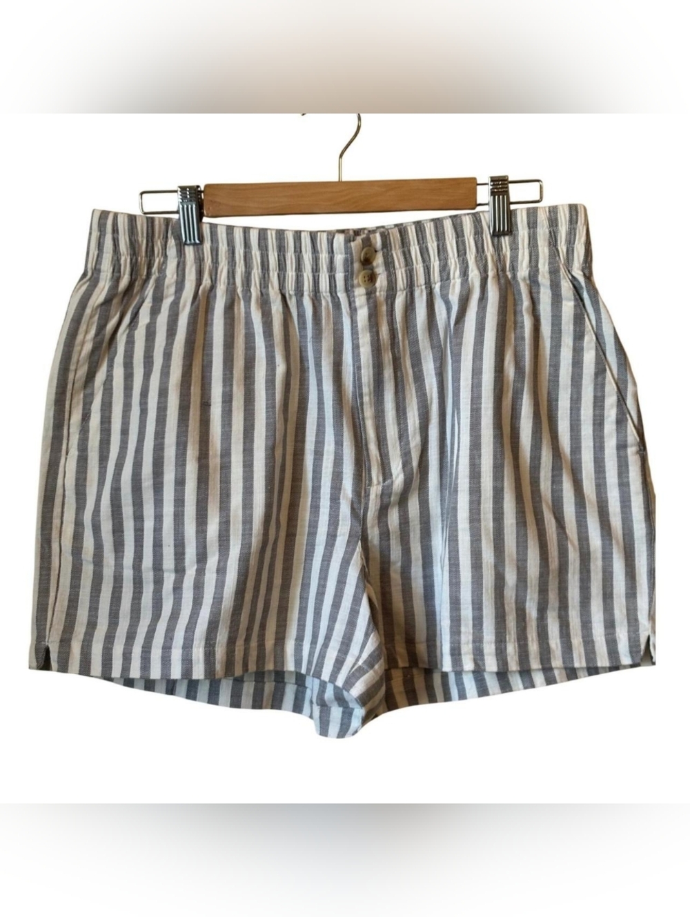 Marine Layer Elastic Gray Striped Shorts Women's Large
